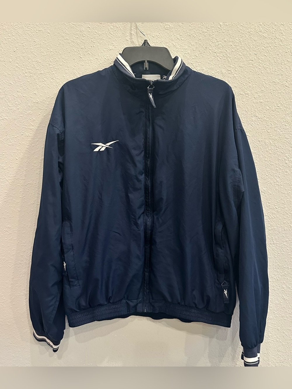 Vintage Reebok Navy Track Jacket Full Zip Y2K Athletic M